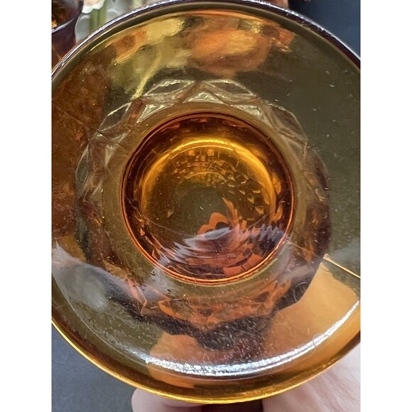 Set of 2 Vintage Whitehall Amber Cubist Footed Iced Tea Glasses 12oz - Indiana G - Picture 6 of 7